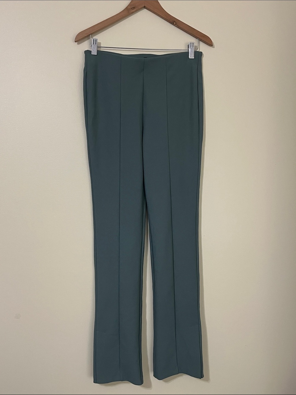 Zara Teal Straight-Leg Elastic High-Waist Trousers Women’s Size L